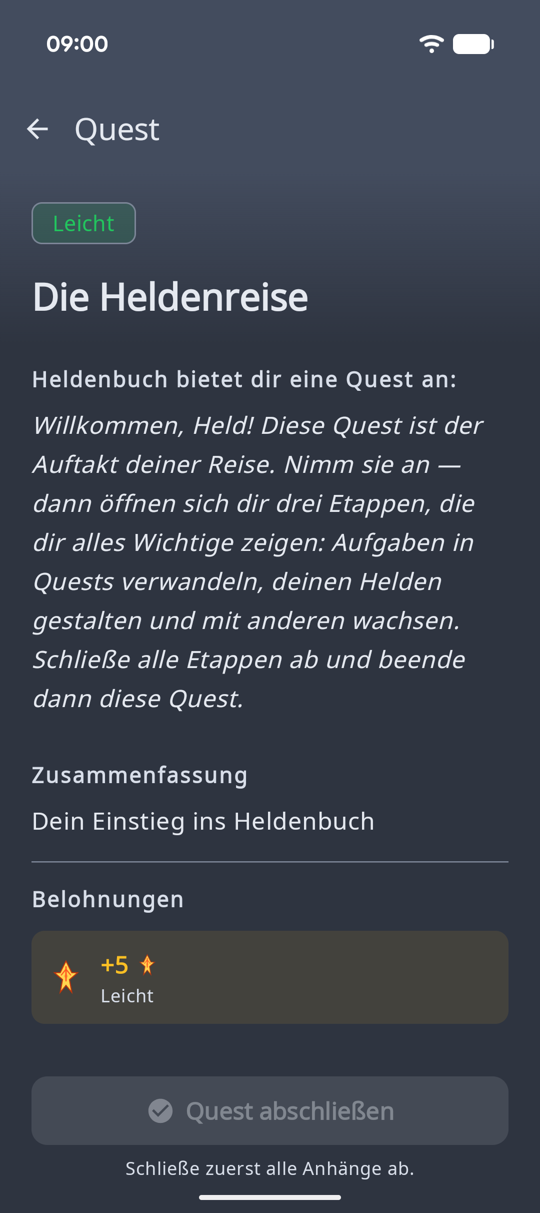 Heldenbuch App – Android – questdetail