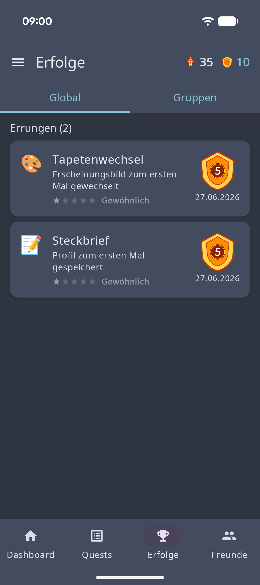 Heldenbuch App – Android – erfolge