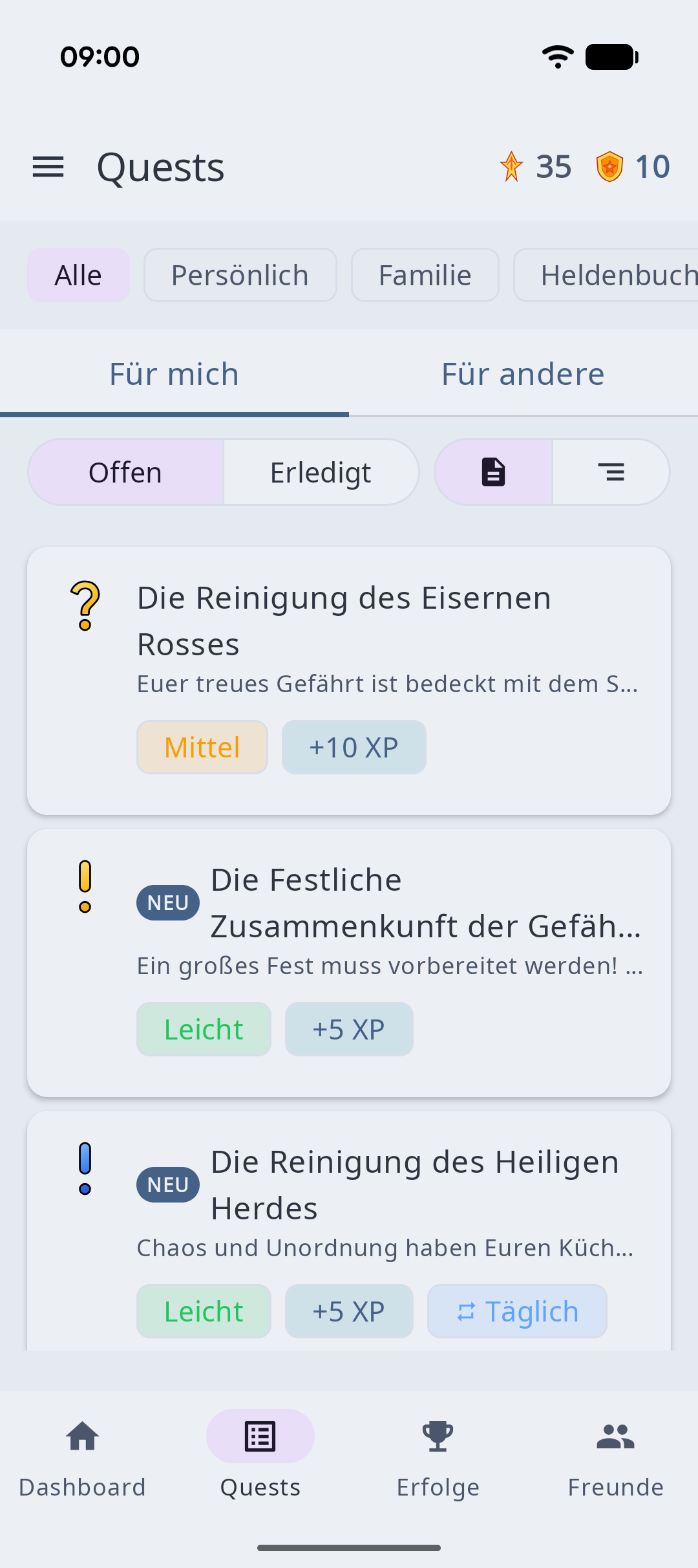 Heldenbuch App – Android – quests