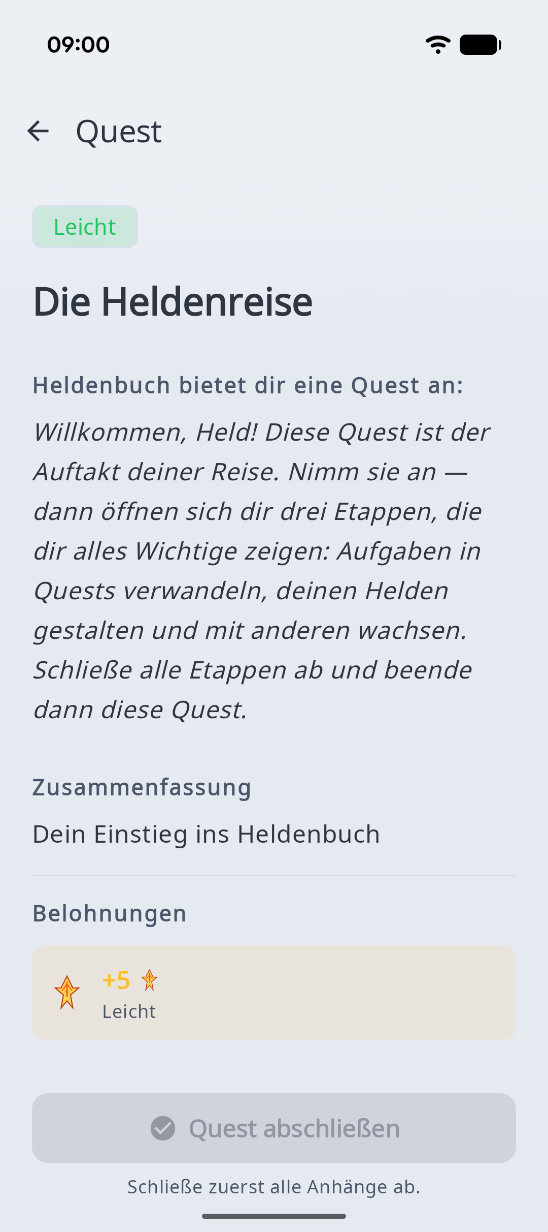 Heldenbuch App – Android – questdetail