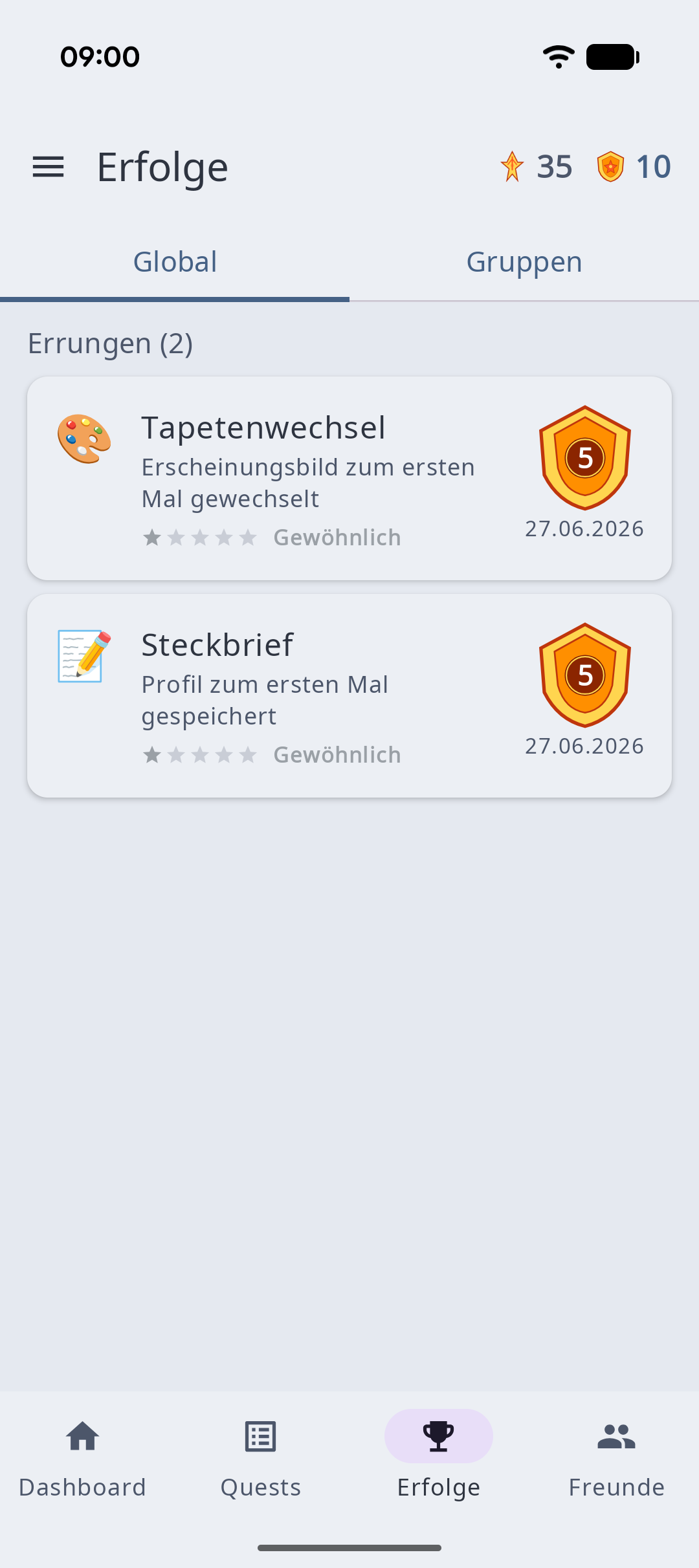 Heldenbuch App – Android – erfolge