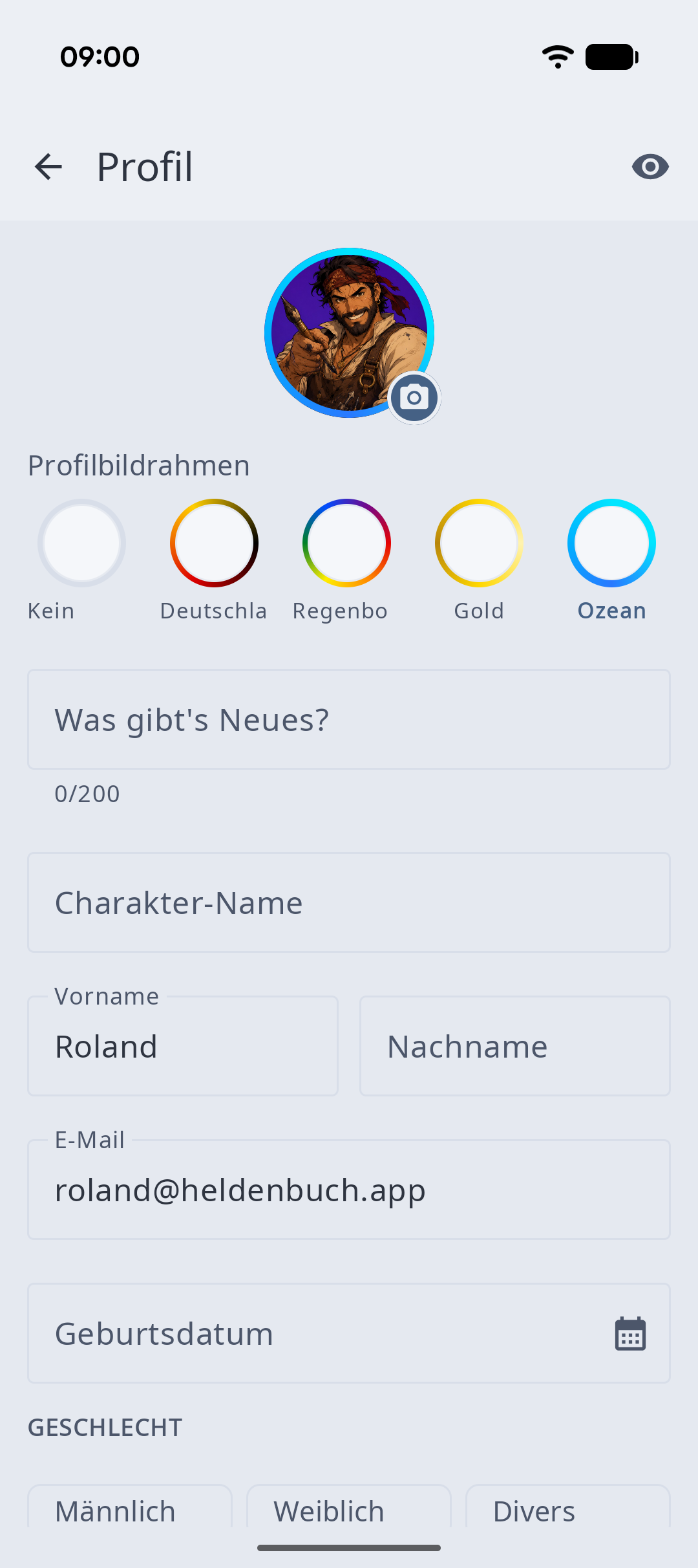 Heldenbuch App – Android – profil